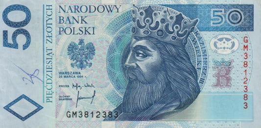 POLSKA Banknot 50 zł / 1994 r. XX -  ODMIANA / z BŁĘDEM