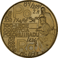 2 zł / 1998 r. -  100-lecie odkrycia radu i polonu