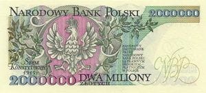 POLSKA  Banknot 2.000.000 zł / 1992 r. X (z BŁĘDEM) - seria A