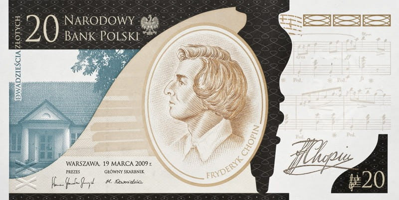 Banknot 20 zł / 2010 r. - Fryderyk Chopin