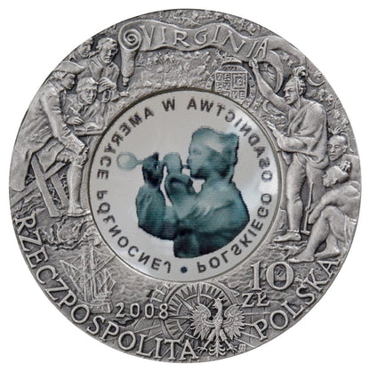 10 zł / 2008 r. -  400. rocznica polskiego osadnictwa w Ameryce Północnej