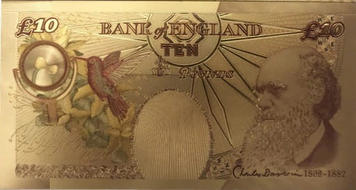ANGLIA: Banknot złocony i kolorowany: 10 Funtów