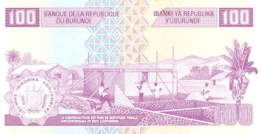 BURUNDI  Banknot 100 Franków / 2011 r.