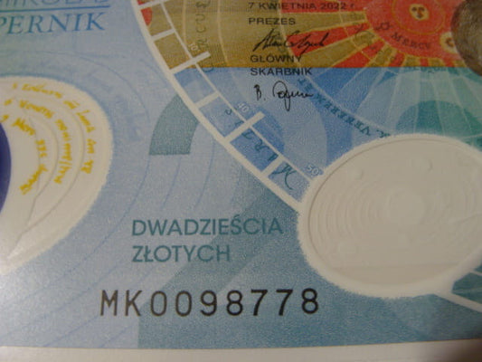 Ciekawy nr serii  20 zł / 2023 r. - Mikołaj Kopernik - 0098778