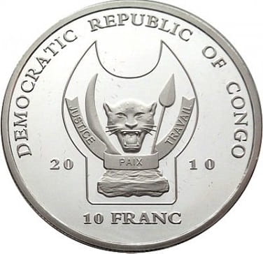 KONGO 10 franków / 2010 - Okapi
