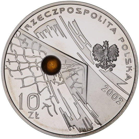 10 zł / 2002 r. -  Mistrzostwa Świata Korea/Japonia 2002 (z bursztynem)