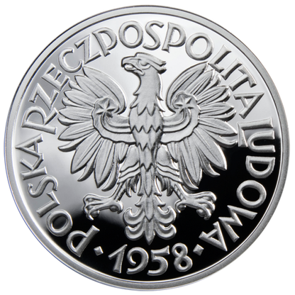 5 zł / 1958 r. -  Rybak, srebrna replika monety