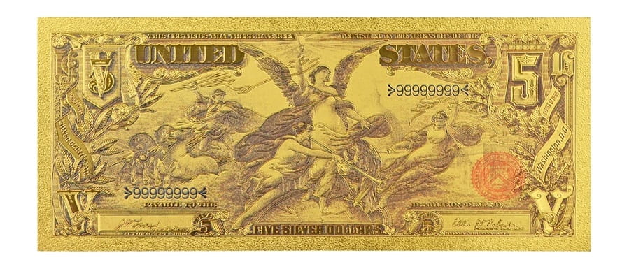 USA: Banknot złocony 5$ - PIĘĆ dolarów /1896