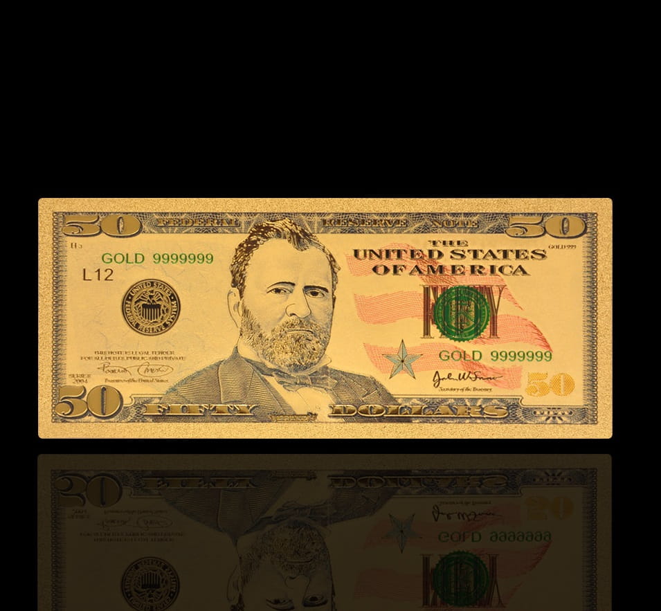 USA: Banknot złocony 50$ - PIĘĆDZIESIĄT dolarów
