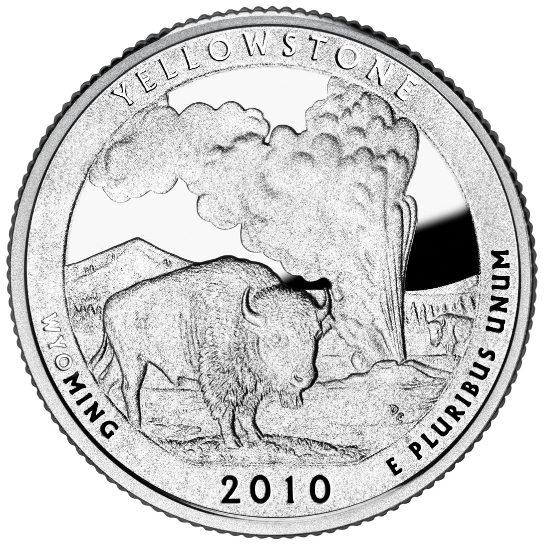 USA:  25 Centów / 2010 r. -  Park Narodowy Yellowstone (nr 2)
